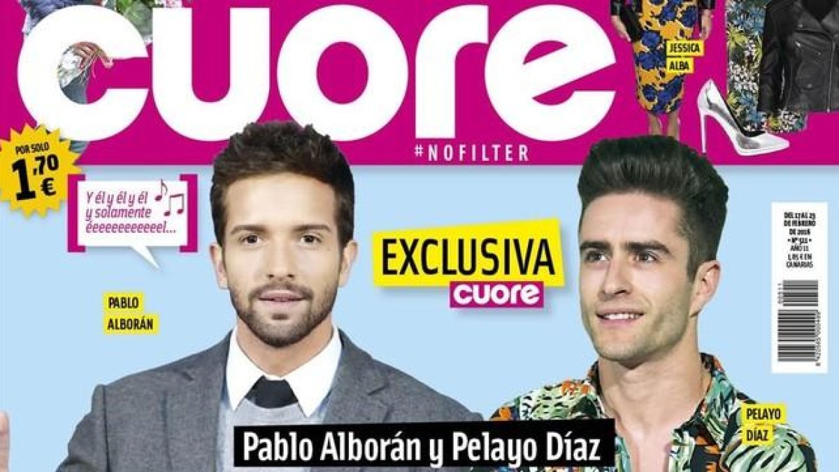 La amistad de Pablo Alborán y Pelayo Díaz, portada de la revista 'Cuore'.