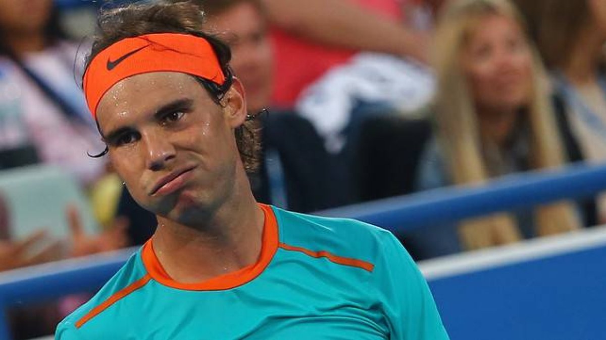 Rafael Nadal, con cara de decepción tras caer ante Andy Murray en una de las semifinales de Abu Dabi, su debut esta temporada.
