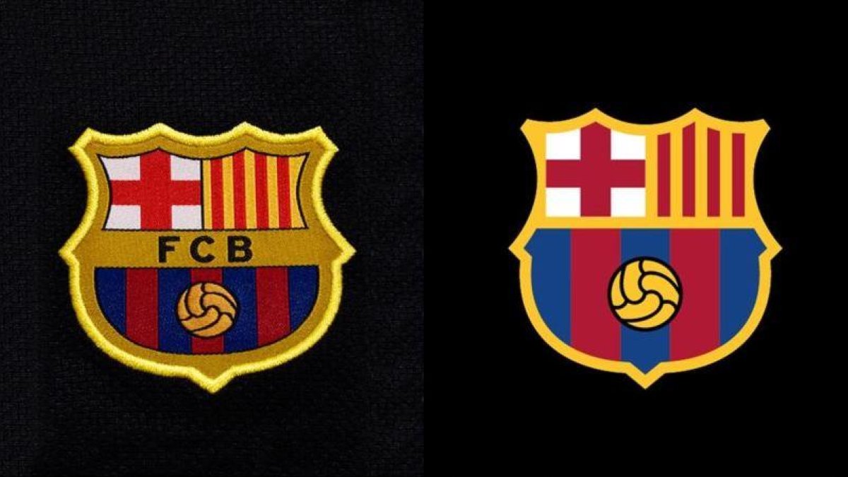 El actual y el futuro escudo del FC Barcelona.