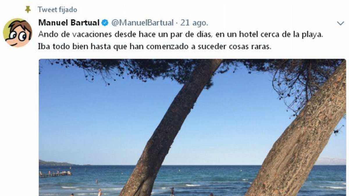 Twitter de Manuel Bartual, donde narra sus historias