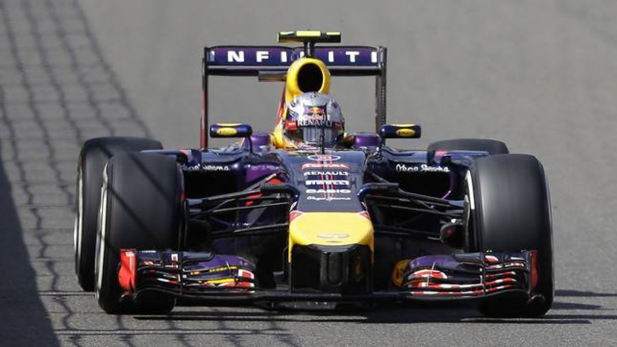 El monoplaza de Daniel Ricciardo, durante el GP de Bélgica, en el circuito de Spa.