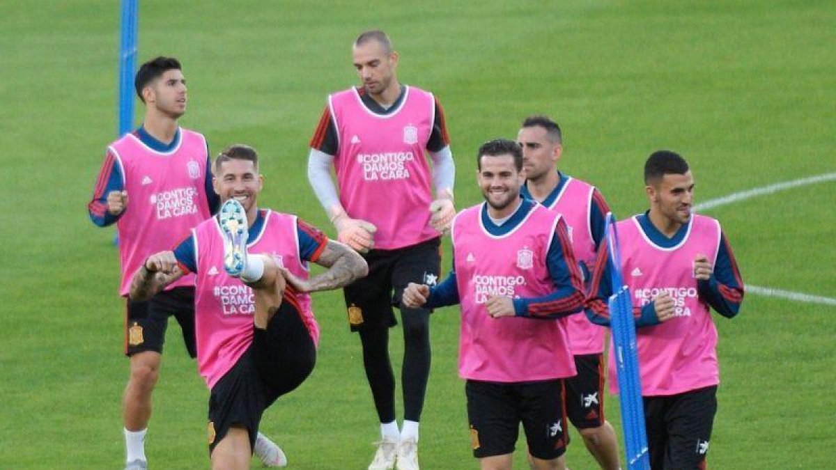 Entrenamiento de la selección española.