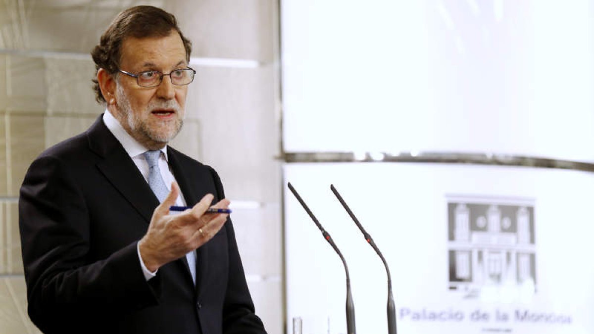 El presidente del Gobierno, Mariano Rajoy, durante la comparecencia de ayer.