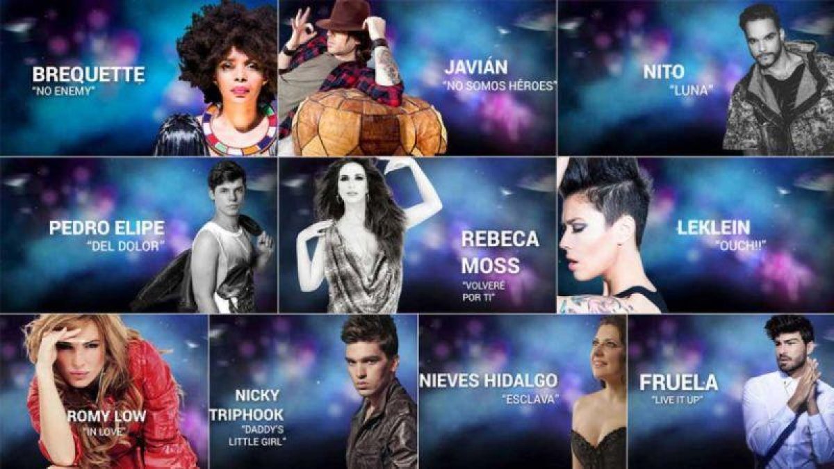 Los 10 artistas seleccionados en el 'casting' para Eurovisión.