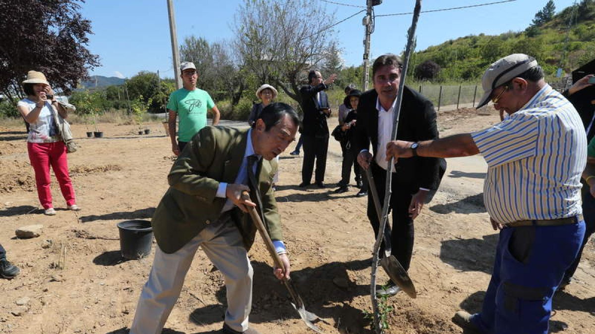 Yamazaki y José Manuel Blanco plantan cerezos en Priaranza
