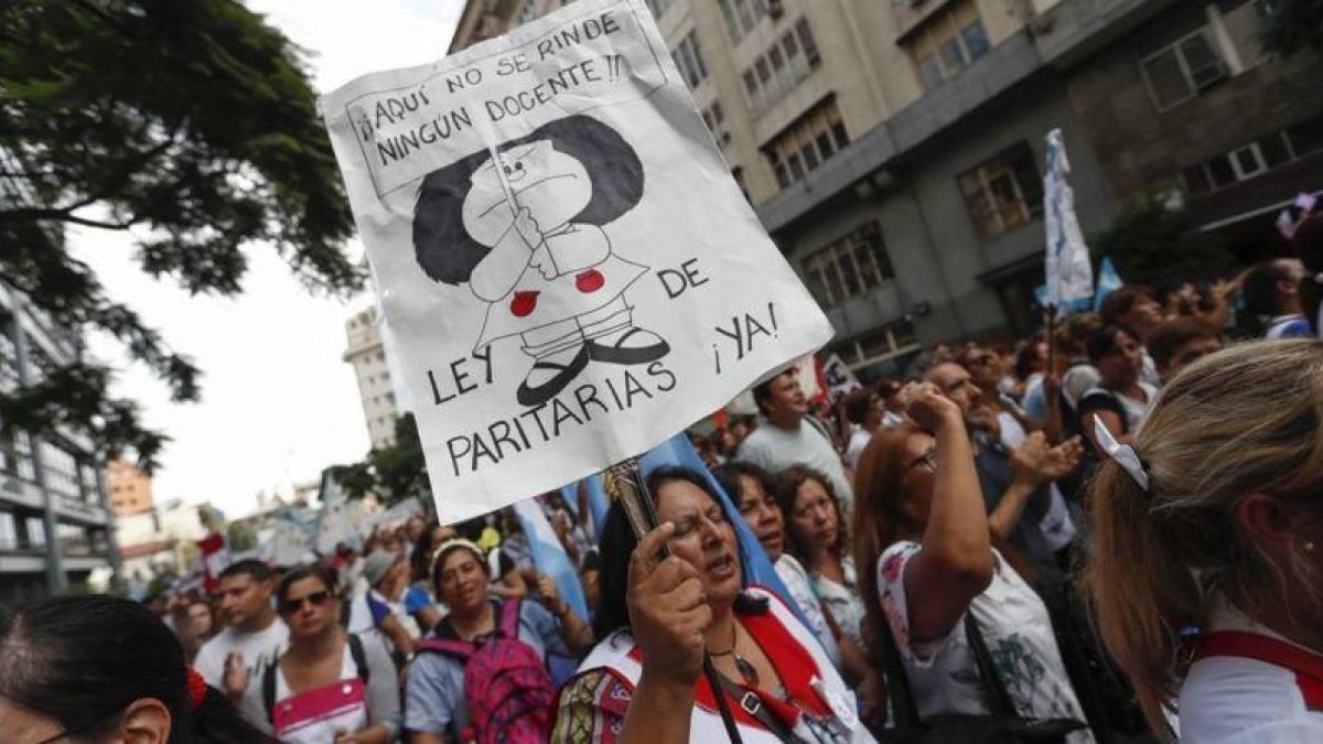 Manifestación de maestros en Buenos Aires.