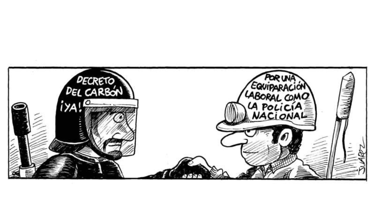 Una de las miles de tiras de humor gráfico sobre minería publicadas en este periódico por el dibujante Antonio Juárez Gallego.