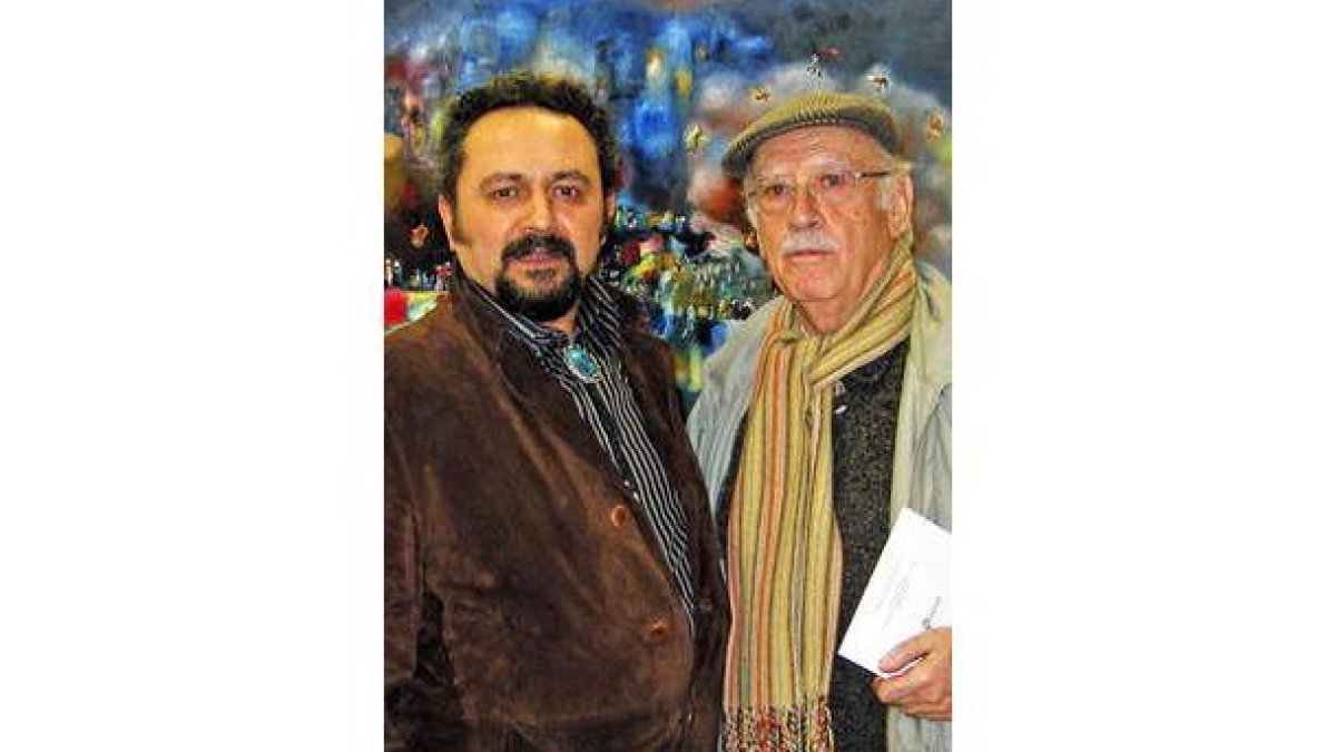 José de León junto al también pintor Modesto Llamas Gil