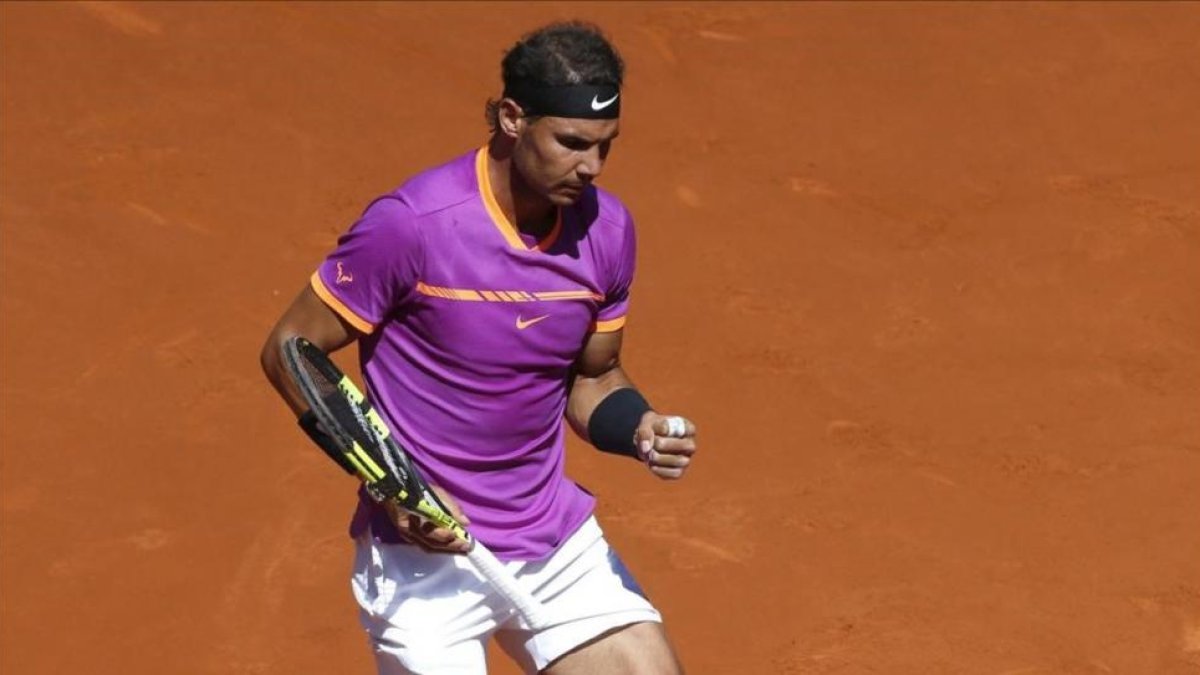 Rafael Nadal celebra su victoria ante Djokovic.