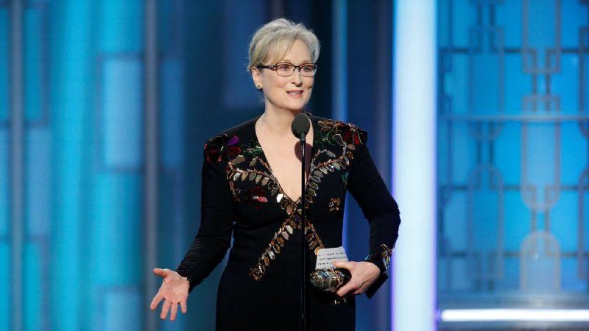 Meryl Streep, durante el discurso en los Globos de Oro en el que cargó contra Donald Trump.