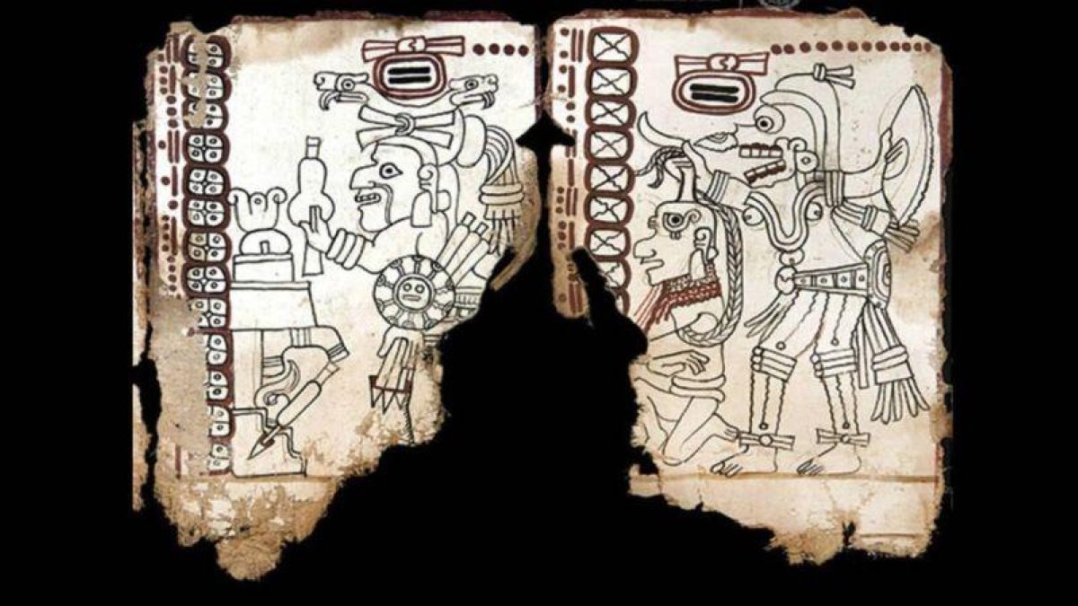Un fragmento del Códice Maya de México.