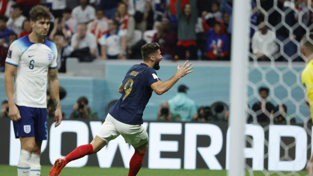 Giroud celebra el gol que le dio el pase a las semifinales a Francia. JUANJO MARTÏN