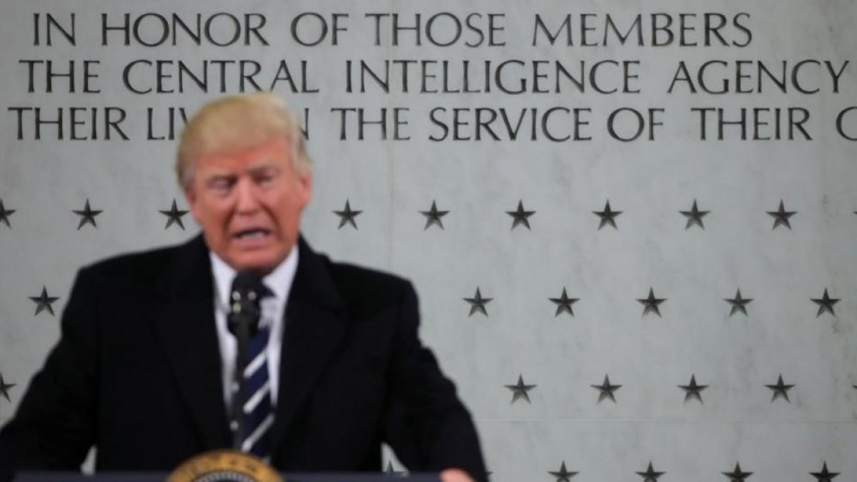 El presidente Donald Trump durante su discurso en la visita a la CIA.