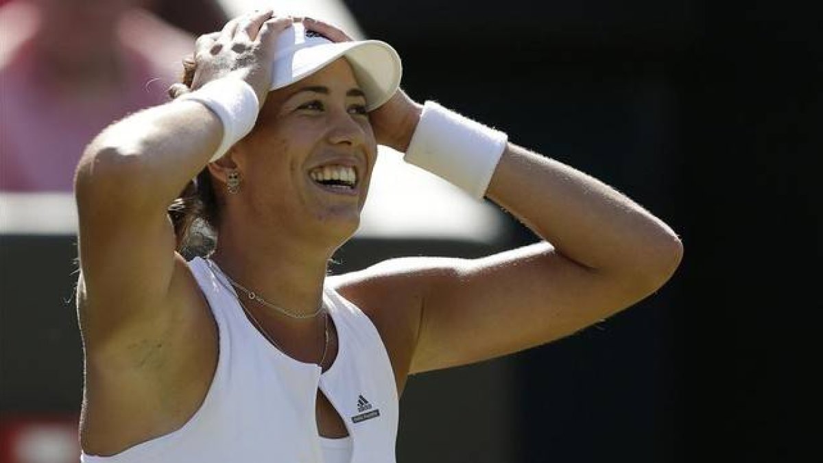 Muguruza celebra la victoria sobre Wozniacki.