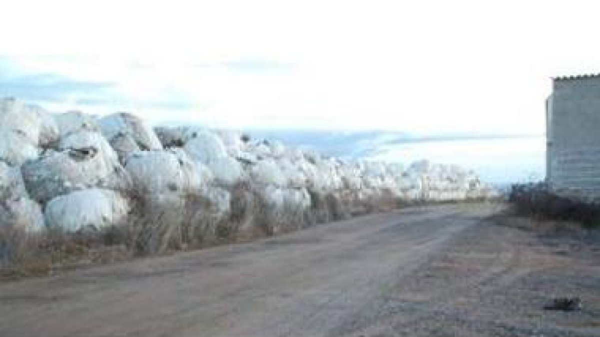 Las balas de basura están acumuladas en el Alto de la Jana de Ferral del Bernesga desde hace una déc