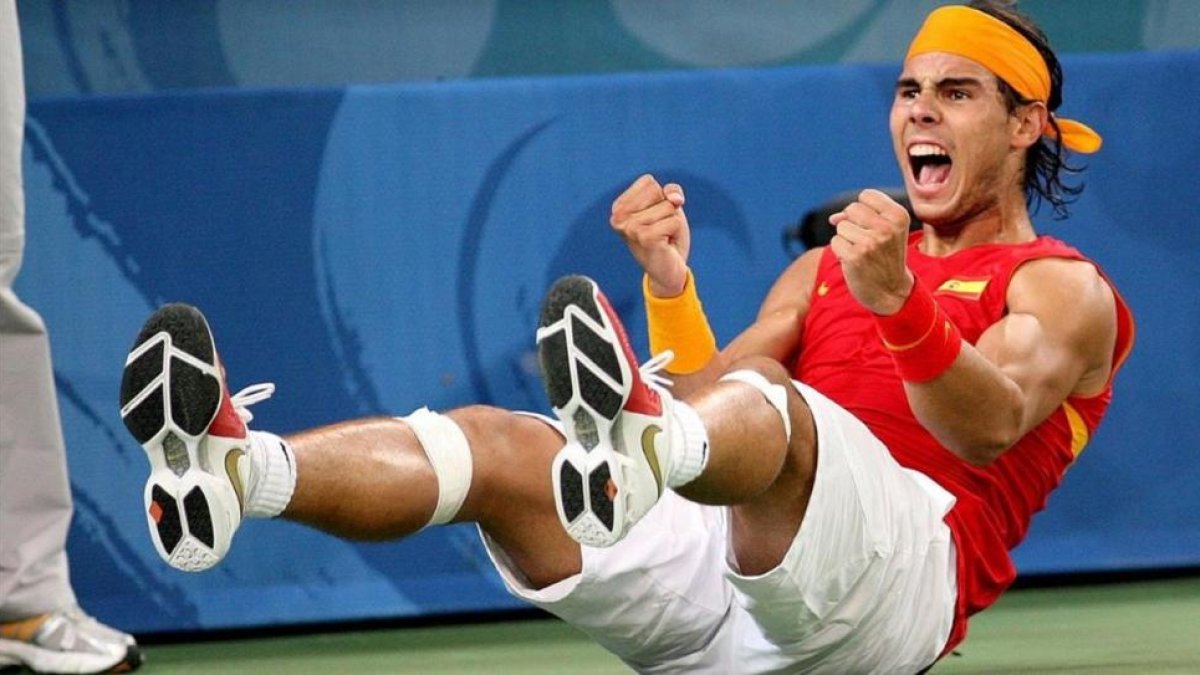 Rafael Nadal, el día que se proclamó campeón olímpico en Pekín 2008.