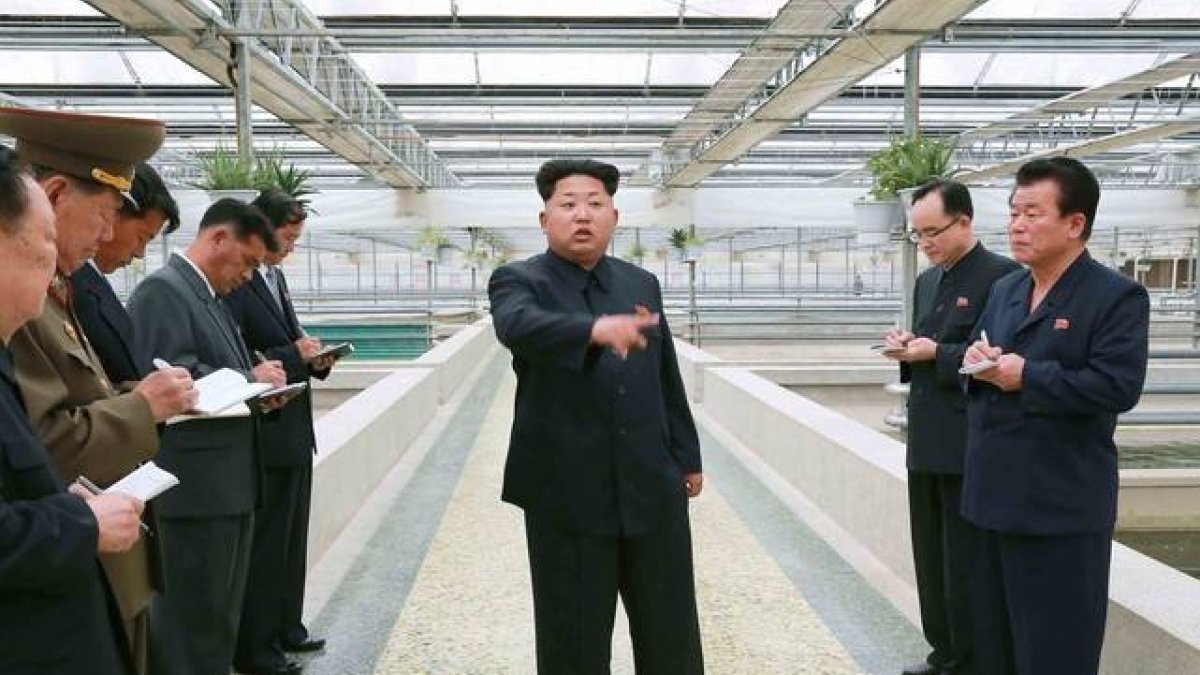 Kim Jong-un muestra su enfado durante la visita a un criadeo de tortugas.