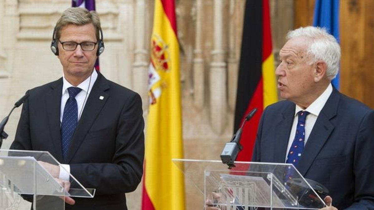 José Manuel García-Margallo, en la rueda de prensa conjunta con su homólogo alemán, Guido Westerwelle, en Palma.