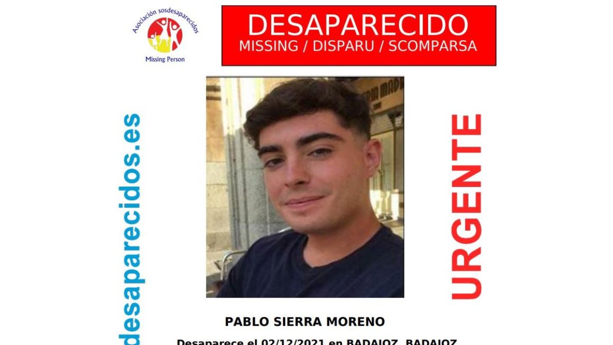 Cartel de la desaparición de Pablo Sierra, SOS DESAPARECIDOS