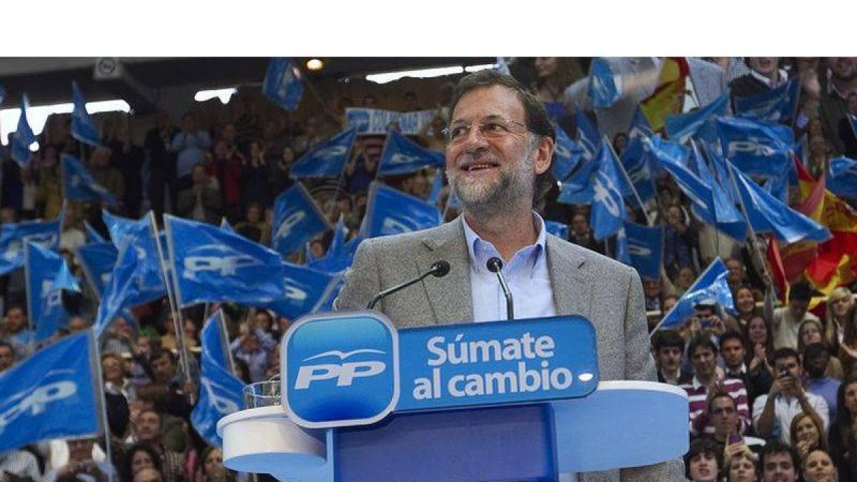 El presidente del PP, Mariano Rajoy, hoy en Leganes.