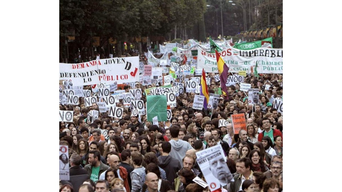 Manifestación celebrada ayer por las calles de Madrid.