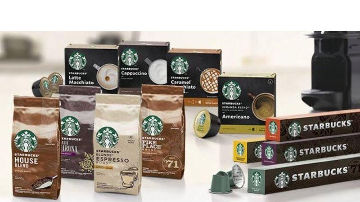 Gama de productos de Nestlé y Starbucks.