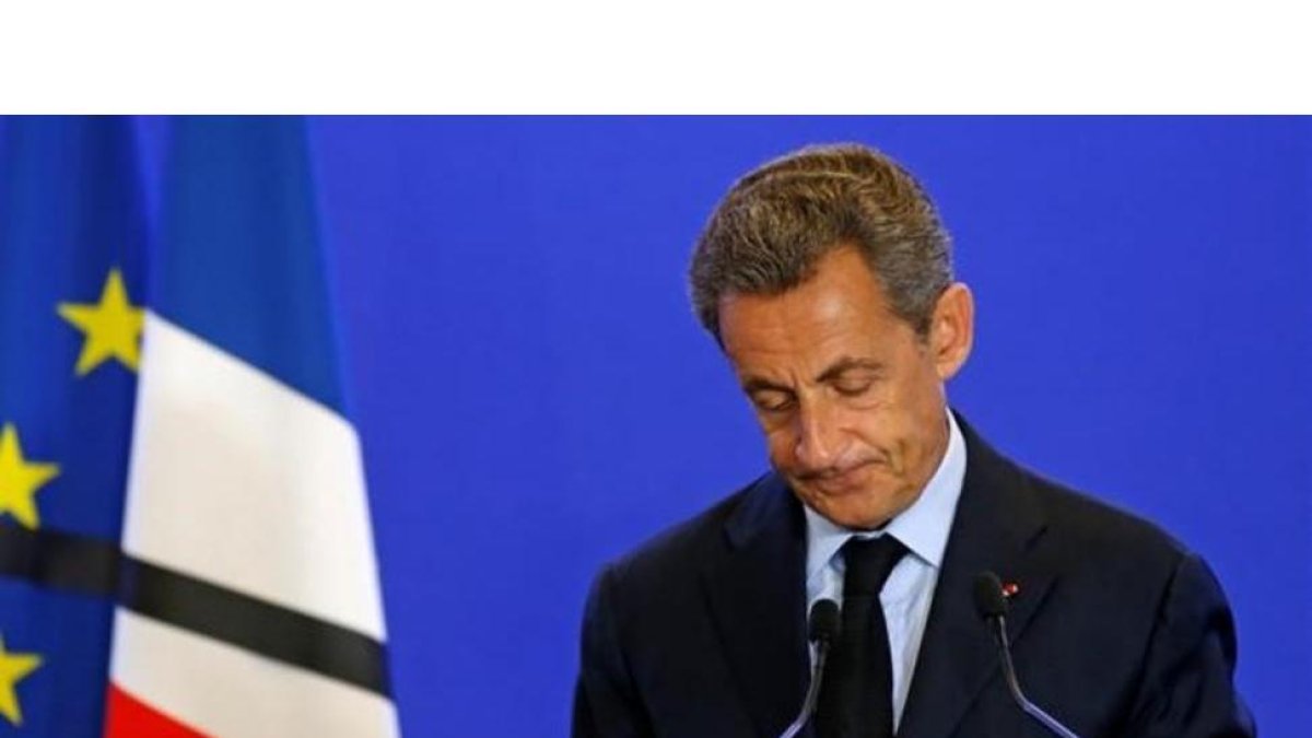 El expresidente francés Nicolas Sarkozy, en su comparecencia tras el asesinato del sacerdote en Saint-Etienne-du-Rouvray.