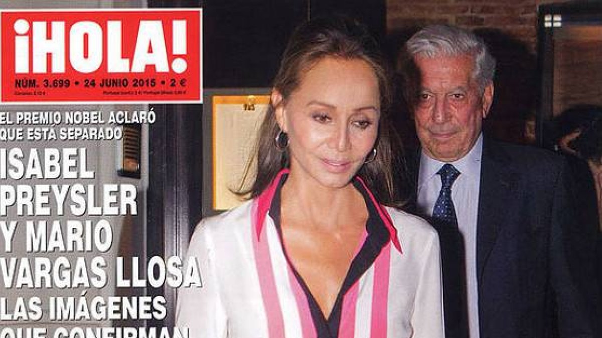 Isabel Preysler y Mario Vargas Llosa, de cena romántica en Madrid, en la portada de la revista '¡Hola!'.