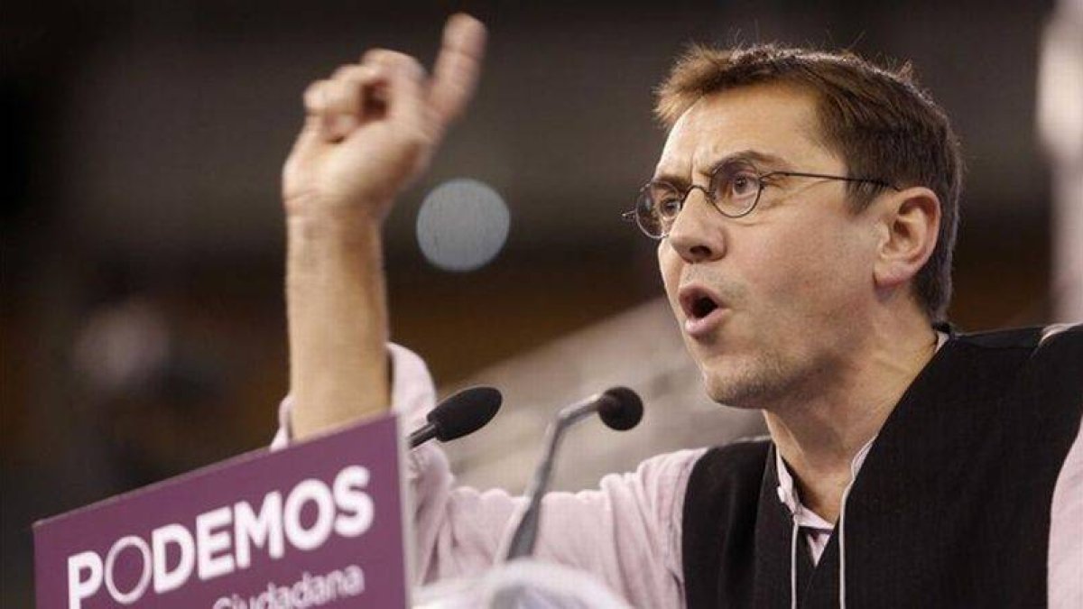 El número tres de Podemos, Juan Carlos Monedero, en la Asamblea Ciudadana celebrada en Madrid el pasado octubre.