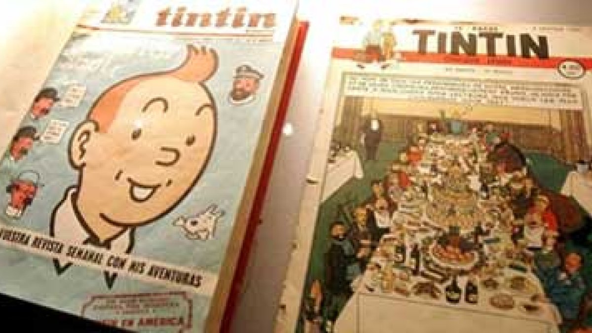 Algunas de las primeras ediciones del célebre reportero del cómic Tintín.