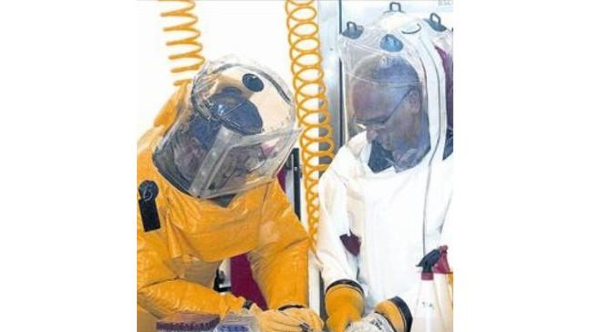 Investigadores del virus del ébola en Pretoria (Sudáfrica).