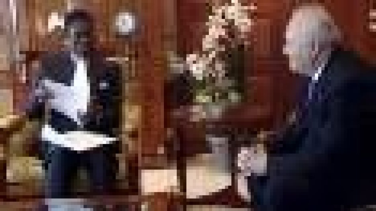 Obiang y el ministro Miguel Ángel Moratinos en uno encuentro reciente