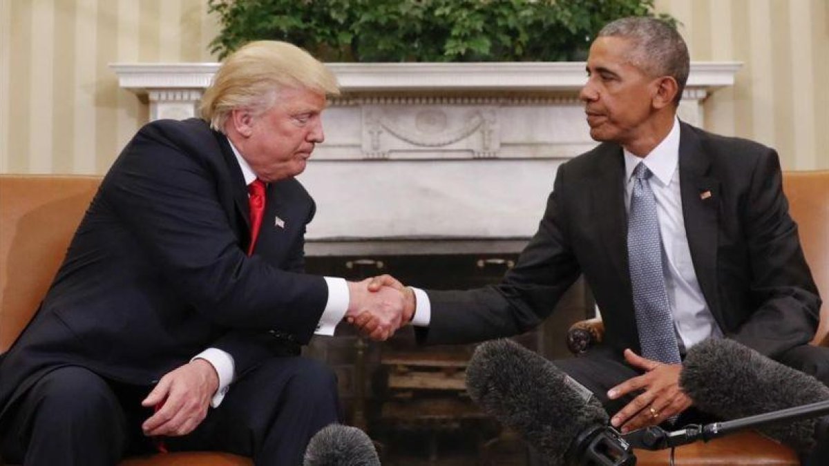 Trump y Obama, el 10 de noviembre del 2016, durante un encuentro en la Casa Blanca tras la victoria del primero en las elecciones.