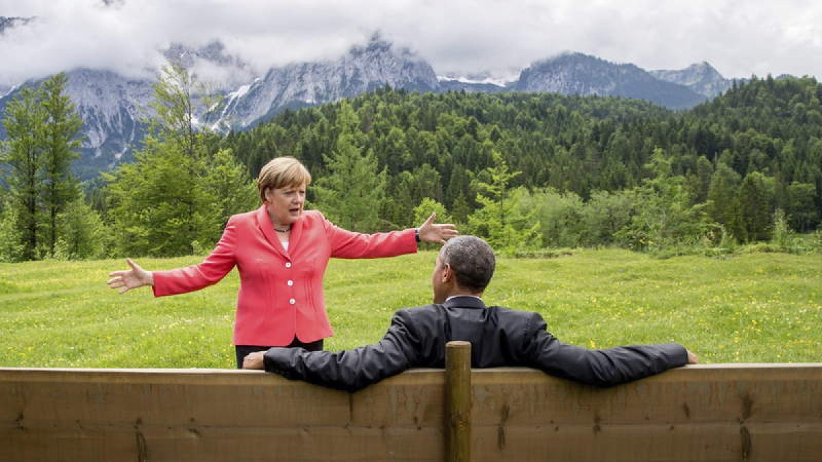 Merkel y Obama, frente a las montañas Wetterstein.