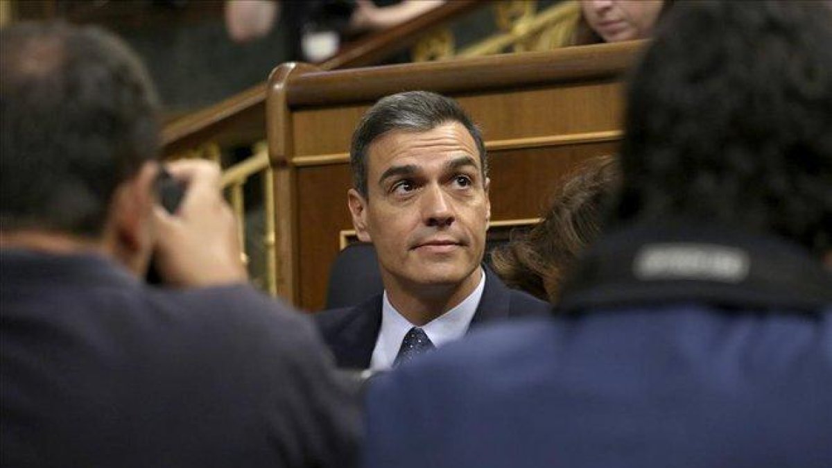 Pedro Sánchez, en el segundo día del debate de investidura.