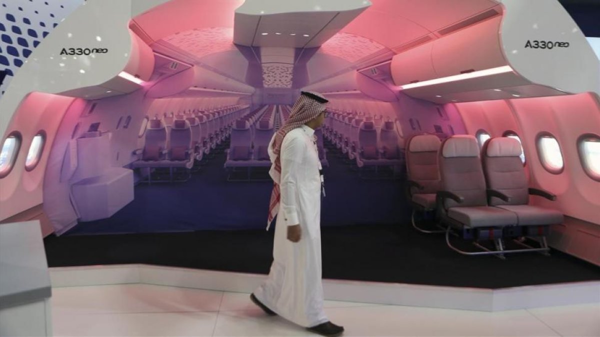 Interior del nuevo Airbus A330 en la feria Airshow de Dubai.