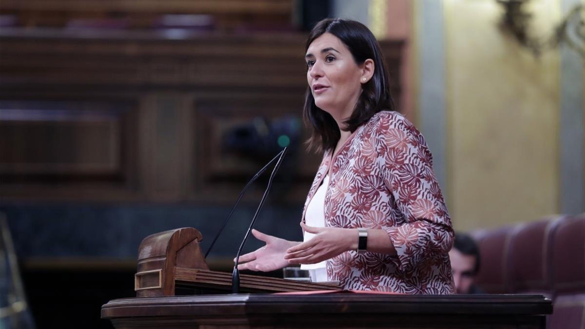 La ministra Carmen Montón, durante su intervención en el pleno del Congreso