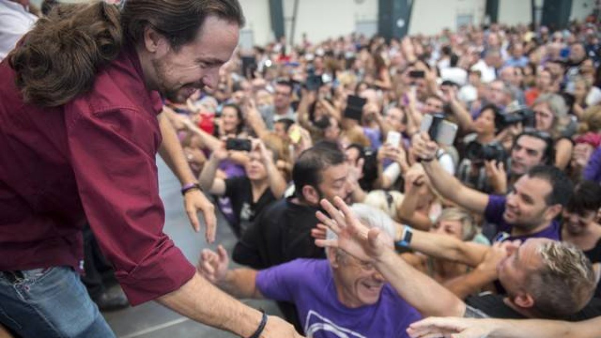 Pablo Iglesias en su mitin en Sabadell.