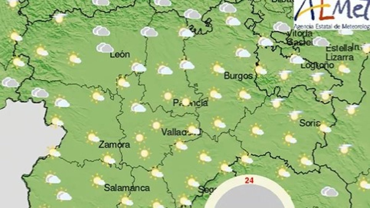 Tiempo previsto en León para este martes. AEMET