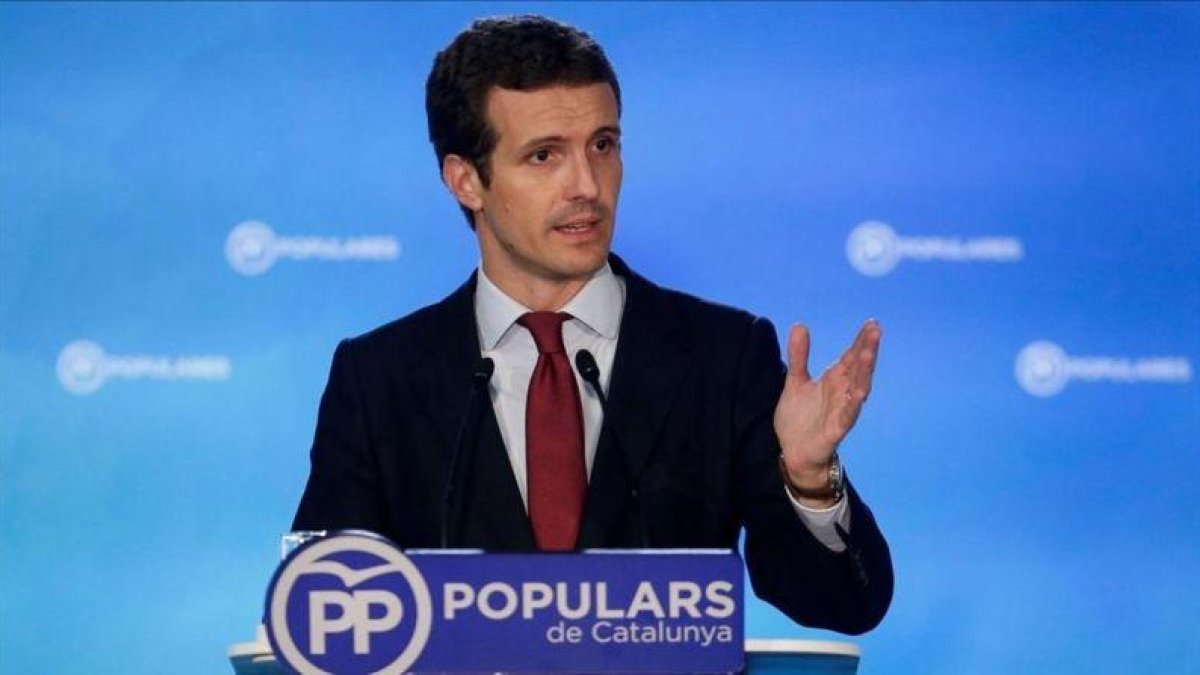 Pablo Casado, durante el comité ejecutivo nacional del PP celebrado en Barcelona.