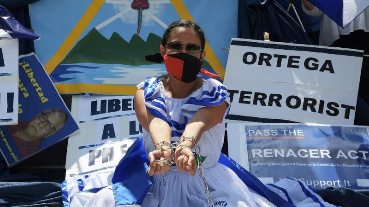 Imagen de una opositora a Ortega. LENIN NOLLY