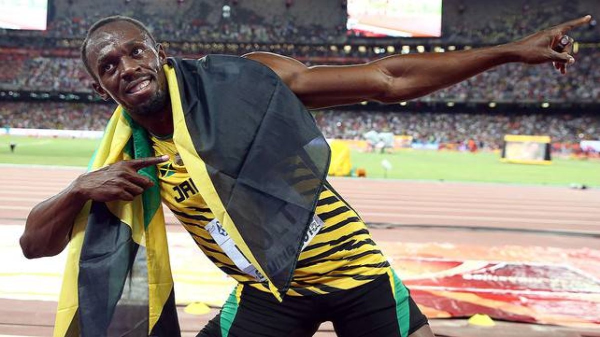 Usain Bolt, tras ganar la prueba de 100 metros en el Mundial de Pekín.
