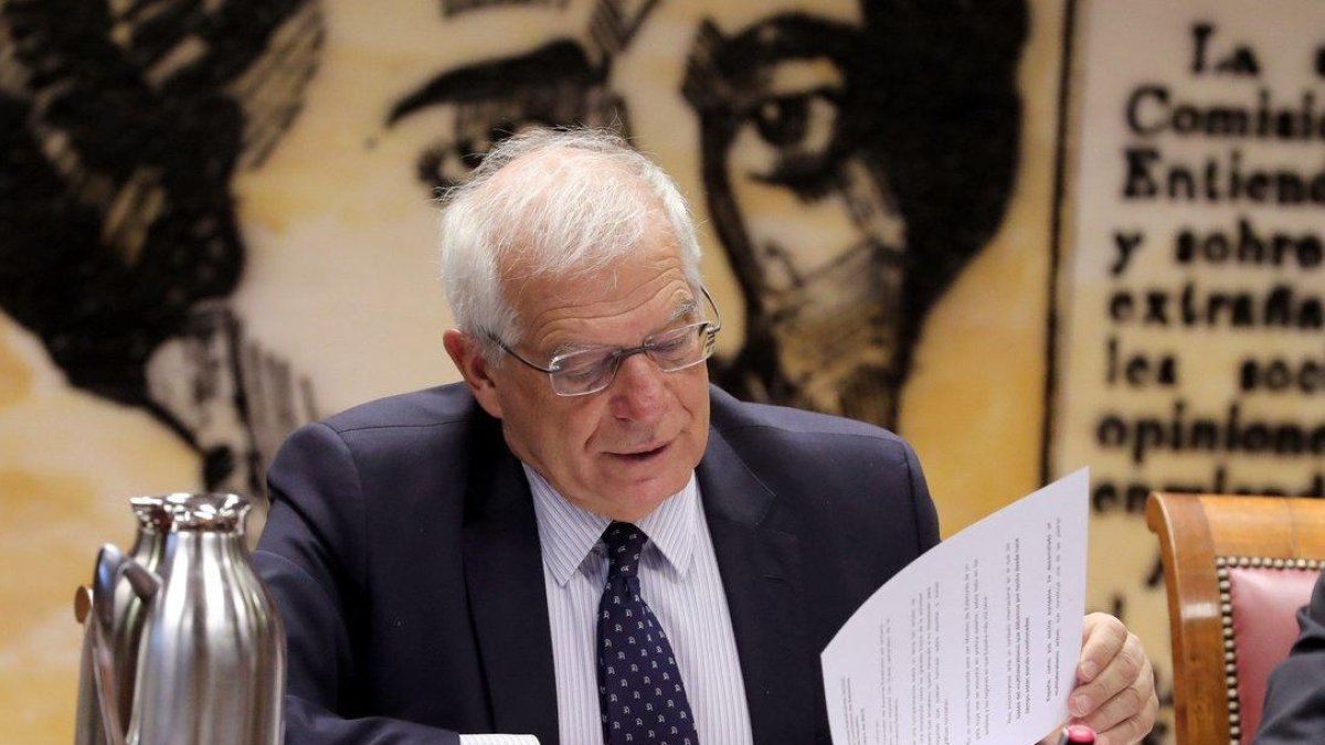 El ministro de Asuntos Exteriores, Josep Borrell, en la Comisión de Asuntos Exteriores del Senado. /