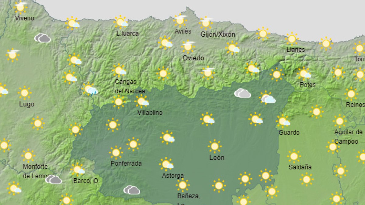 Estado del cielo en León según la previsión de la Agencia Estatal de Meteorología. AEMET