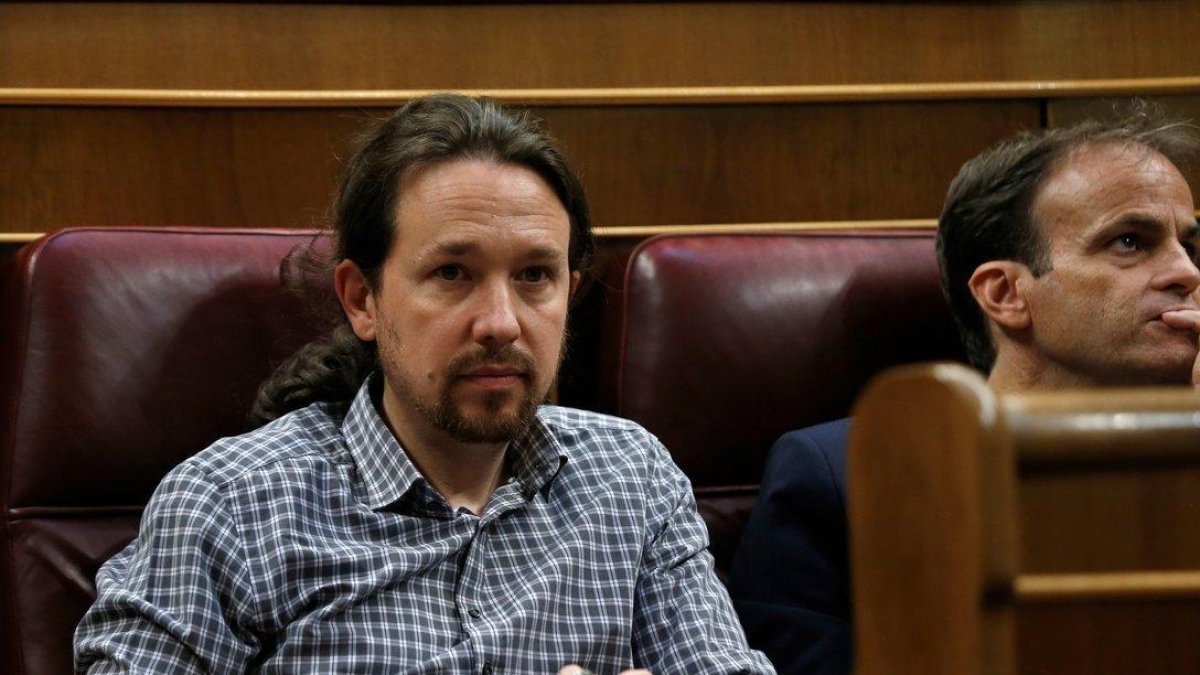 Pablo Iglesias, líder de Unidas Podemos, en el debate de investidura.