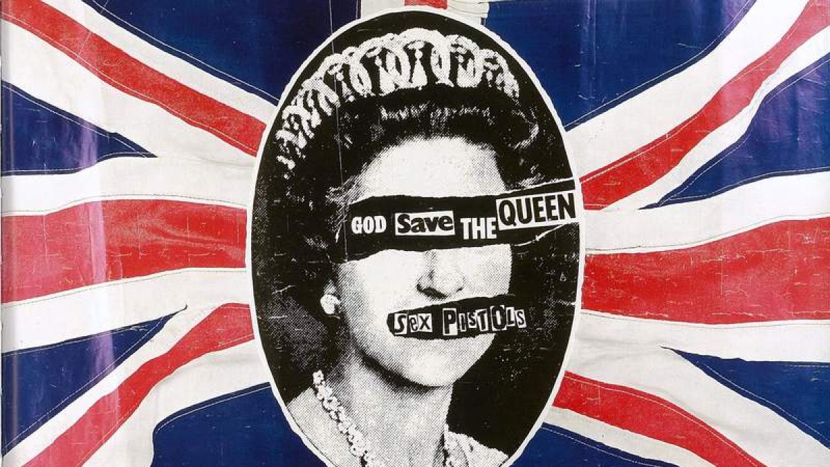 Cartel publicitario del sencillo ‘God save the Queen’, del grupo Sex Pistols. ACADEMIA DE FRANCIA