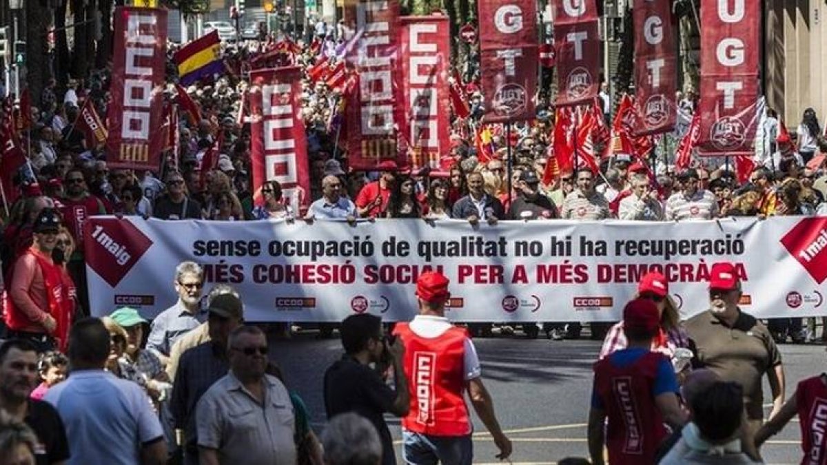 Manifestación del Primero de Mayo en Valencia.