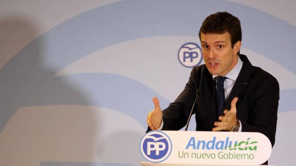 El líder del PP, Pablo Casado, durante un acto en Andalucía.