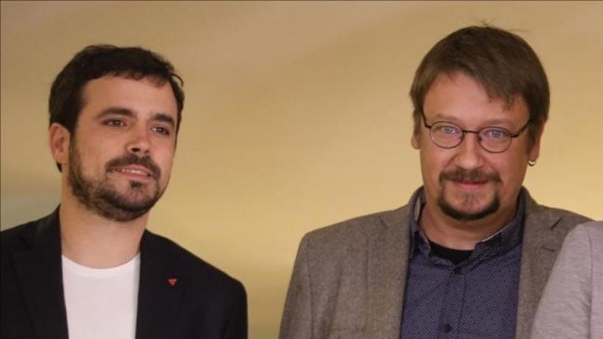 Los líderes de IU, Alberto Garzón, y de En Comú Podem, Xavier Domènech.