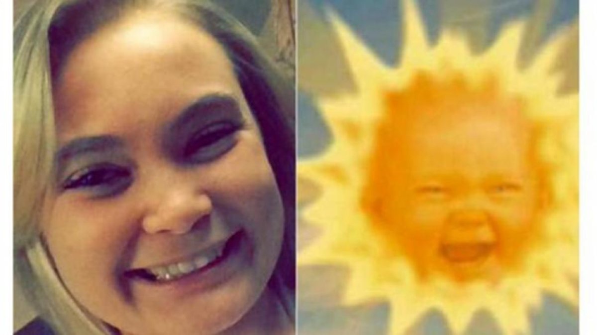 Montaje donde se ve el parecido entre Jenn Smith y el famoso bebé-sol